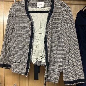 LOFT Women's Black and White Tweed Jacket